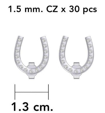 Horseshoe with Gems Silver Post Earrings TER1967 - Jewelry